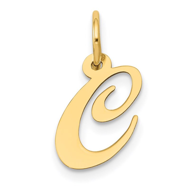 14k Yellow Gold, Ella Collection, Small Fancy Script Initial C Pendant